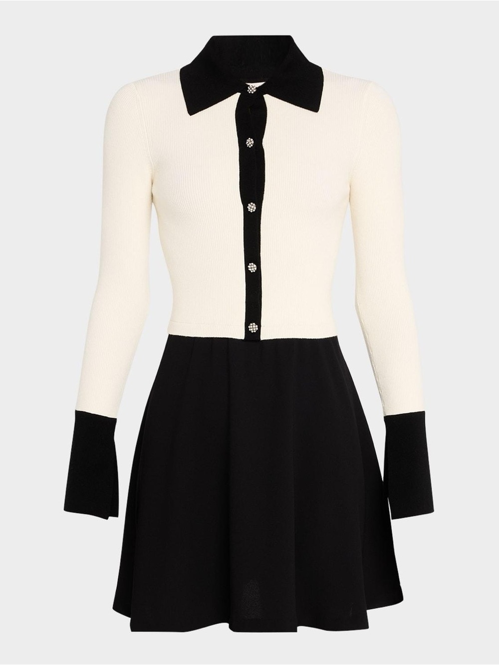 NWT Alice+Olivia Trevor Dress Mixed Media Pearl Sweater Dress  $550 Deluca